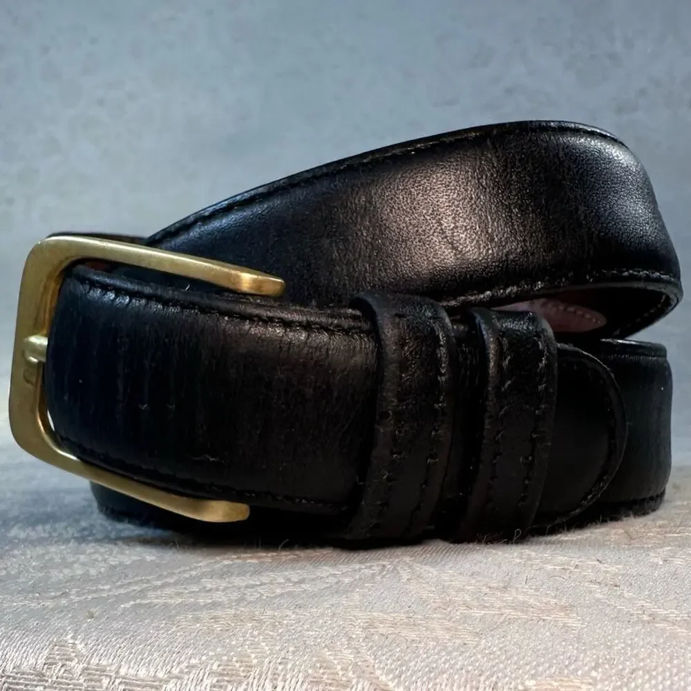 Coach Vintage Black Cowhide Leather Belt with Solid Gold Brass Buckle 32” 80cm - Picture 3 of 7